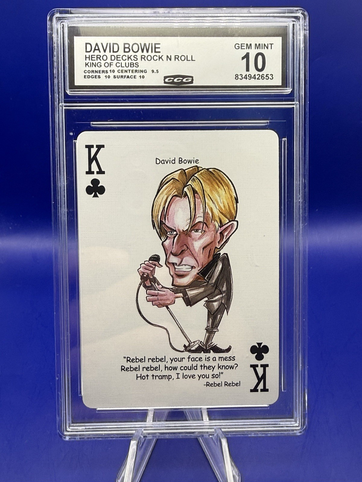 DAVID BOWIE HERO DECKS ROCK N ROLL King Of Clubs GEM MINT 10
