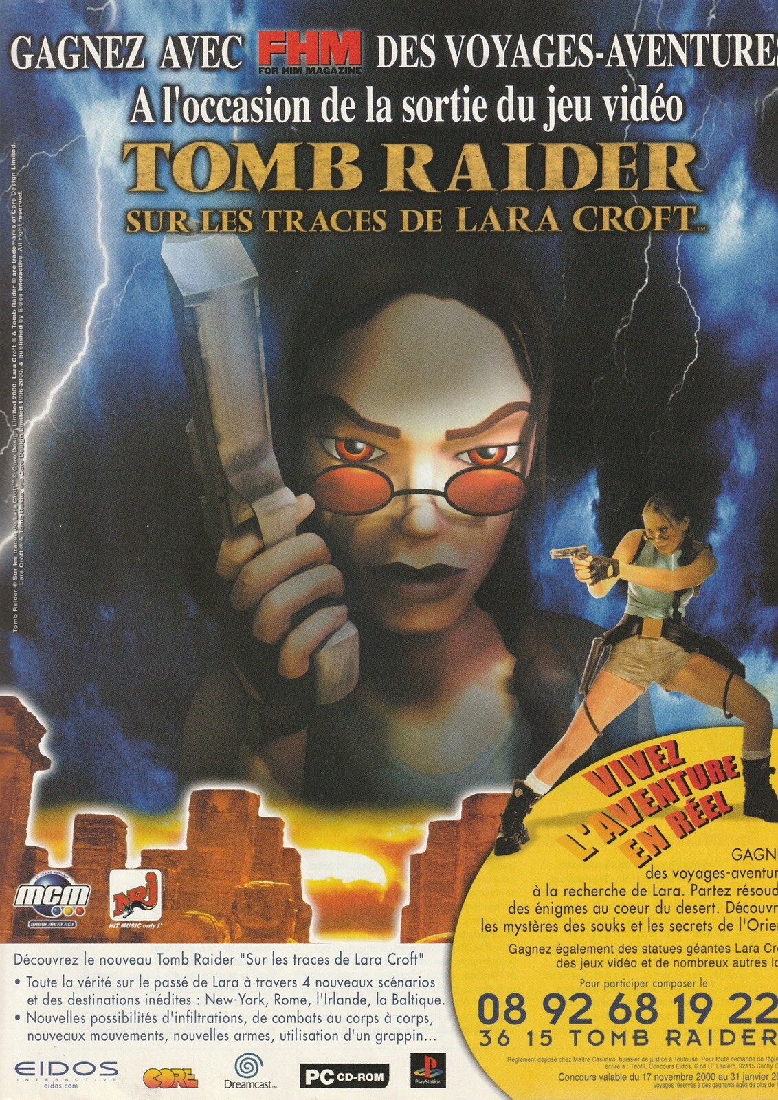 2001 Tomb Raider Lara Croft French Contest Print Ad Game Art 22x30cm FHM 18