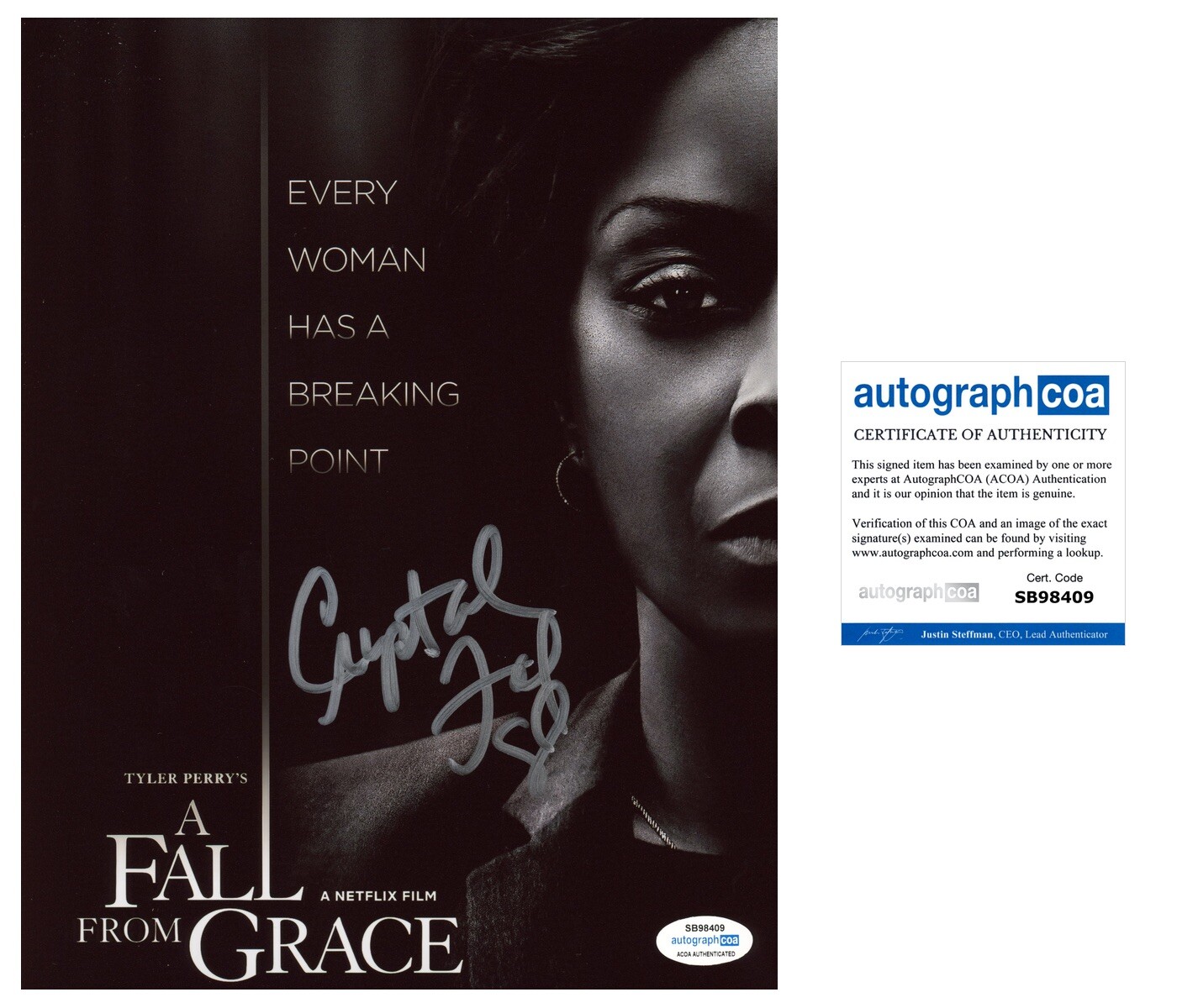 Crystal Fox ‘A Fall From Grace’ Signed Autographed 8×10 Photo ‘Grace’ ACOA