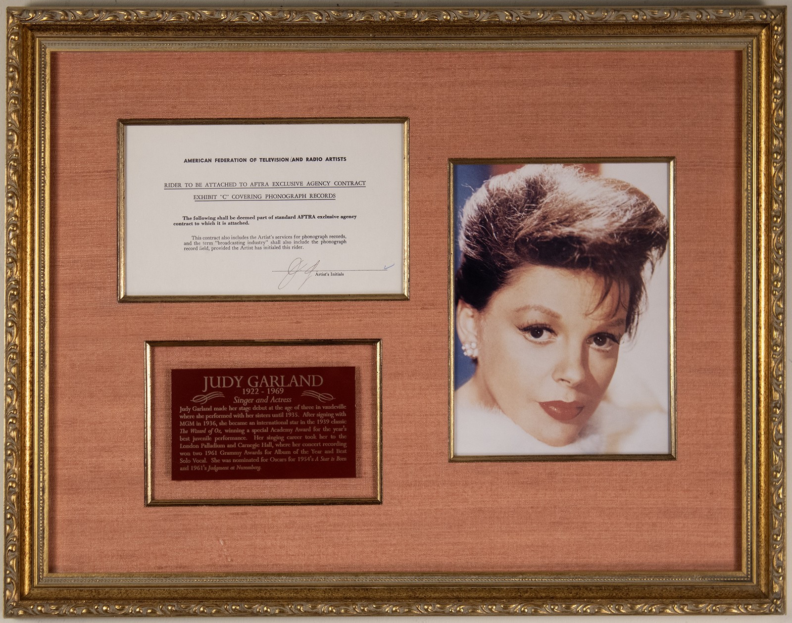 JUDY GARLAND – DOCUMENT SIGNED