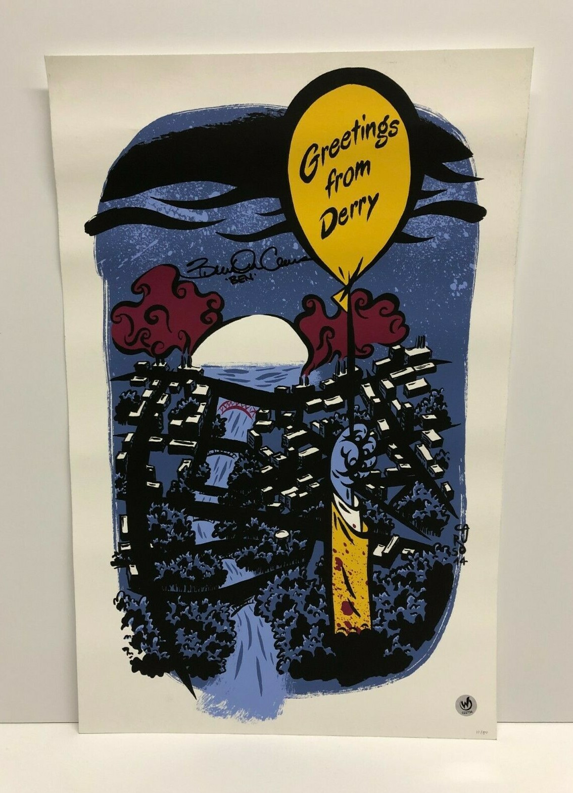 Stephen Kings IT Greetings Derry Maine Lithograph 11 x 17 Signed Brandon Crane
