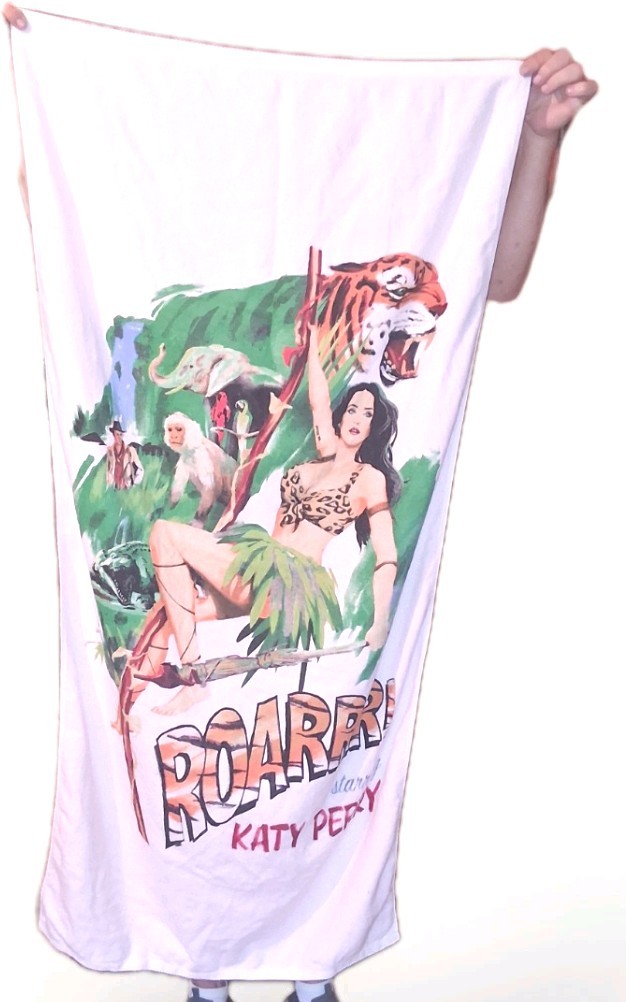 Katy Perry ROAR Cartoon Beach Towel 100% cotton Made by PRO TOWELS 4ft X 2ft