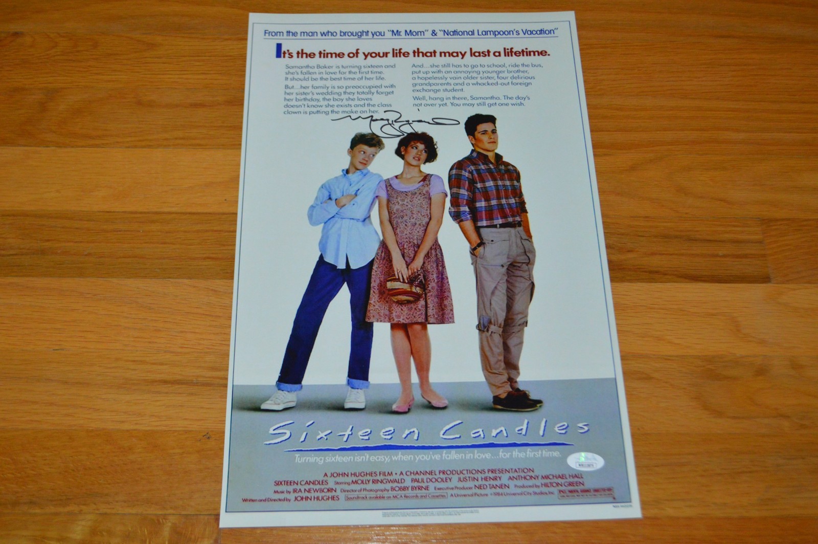 Molly Ringwald Autographed “Sixteen Candles” 11×17 Movie Poster with JSA COA
