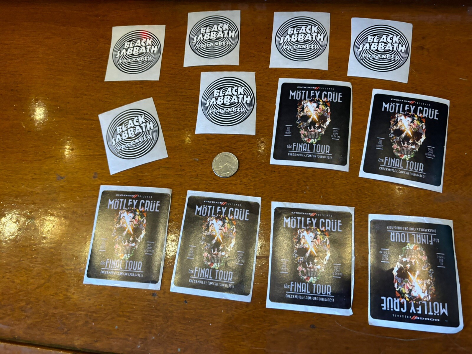 Black Sabbath Paranoid/Mötley Crüe, ( Lot of 12)—Free Flag Stiker