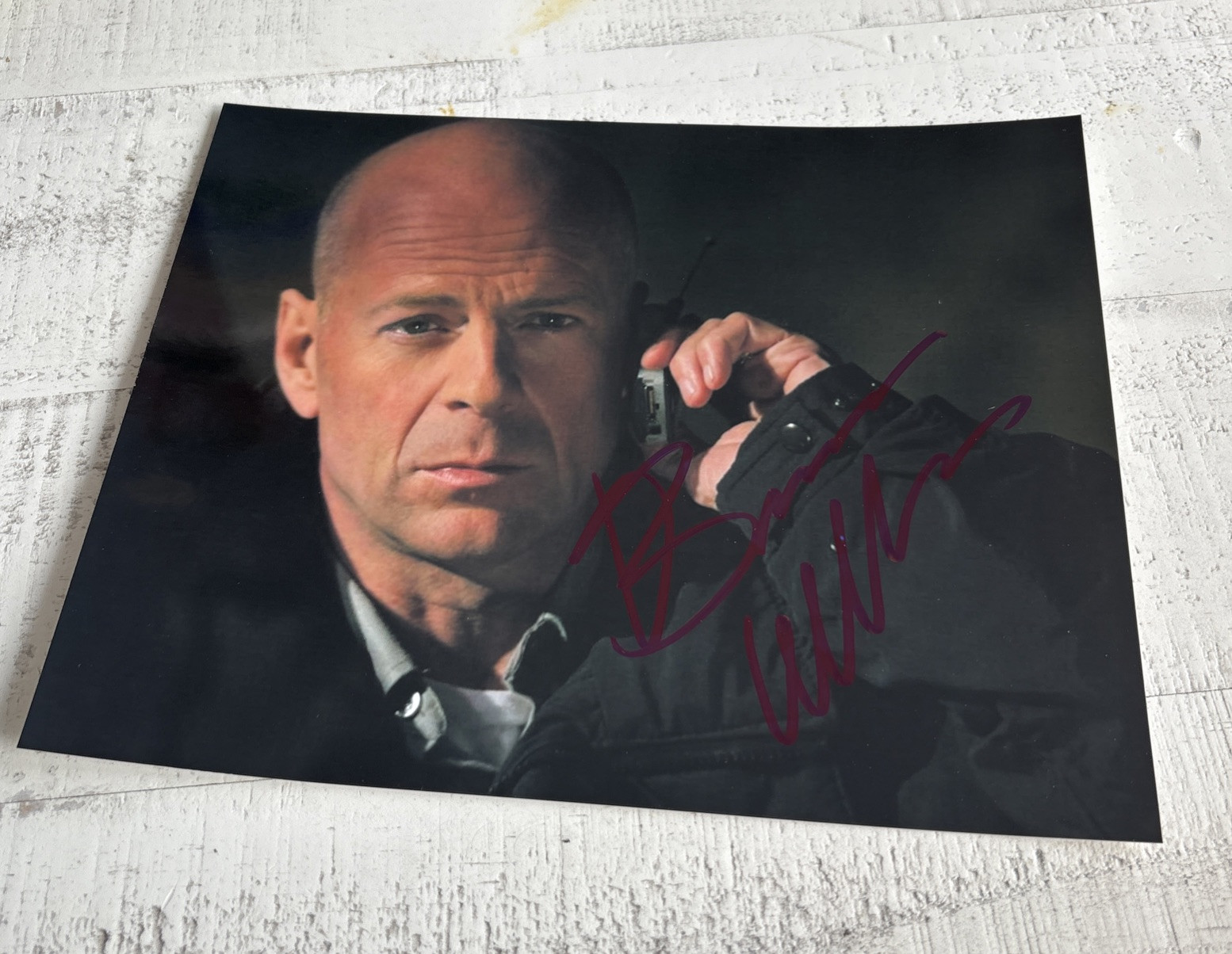 Autograph Bruce Willis Actor On Intercom 8×10 COA