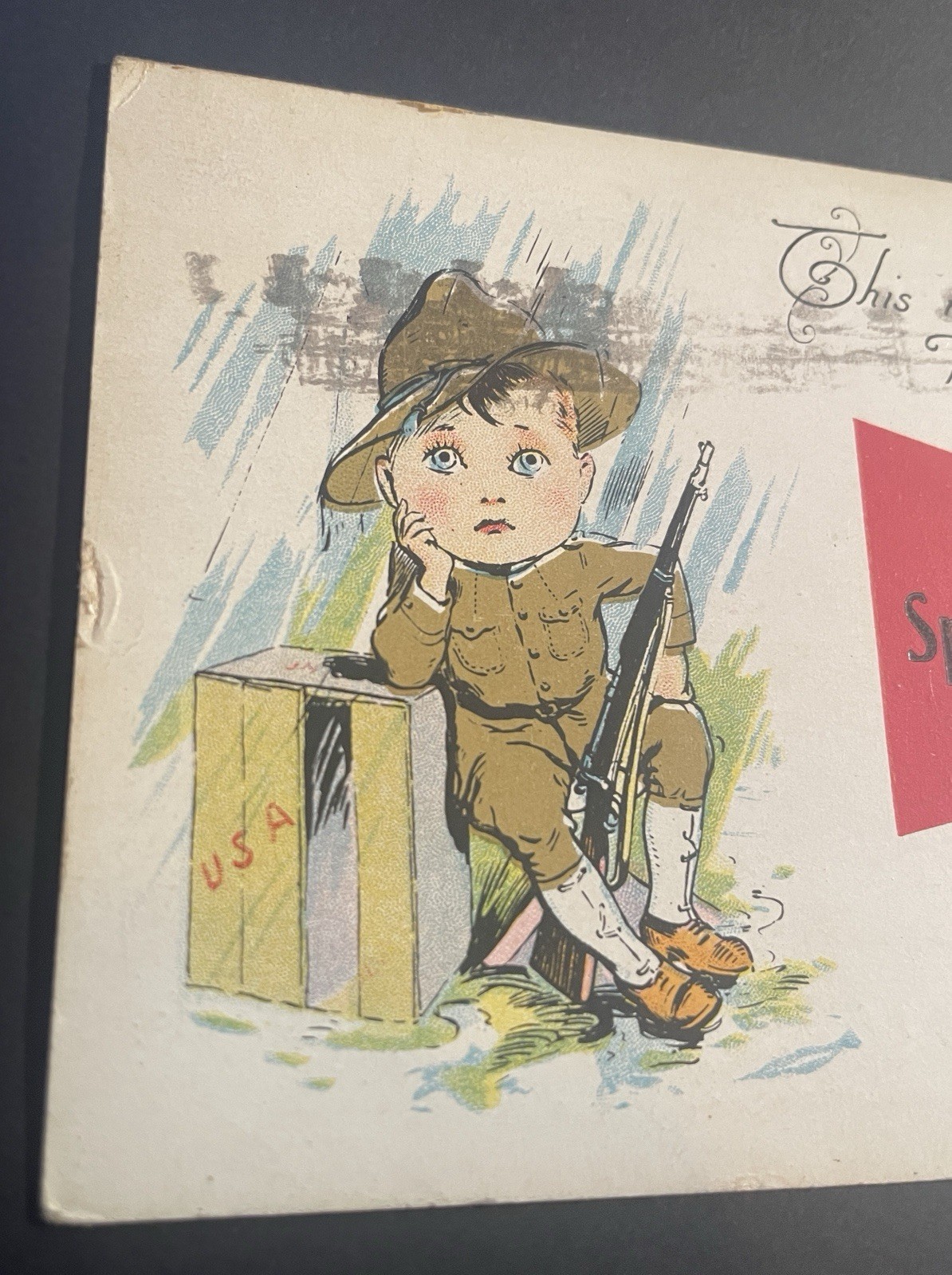 Antique WWI Soldier Boy Postcard Springfield, Mass Posted 1918