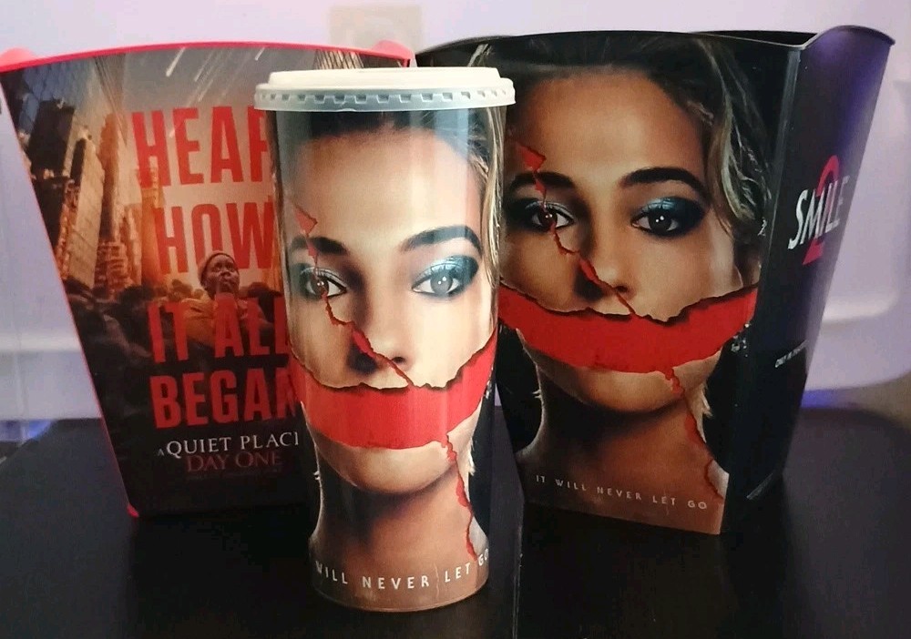 Smile 2/ Quiet Place MoviePopcorn Bucket & Cup Bundle Regal AMC Cinemark NEW
