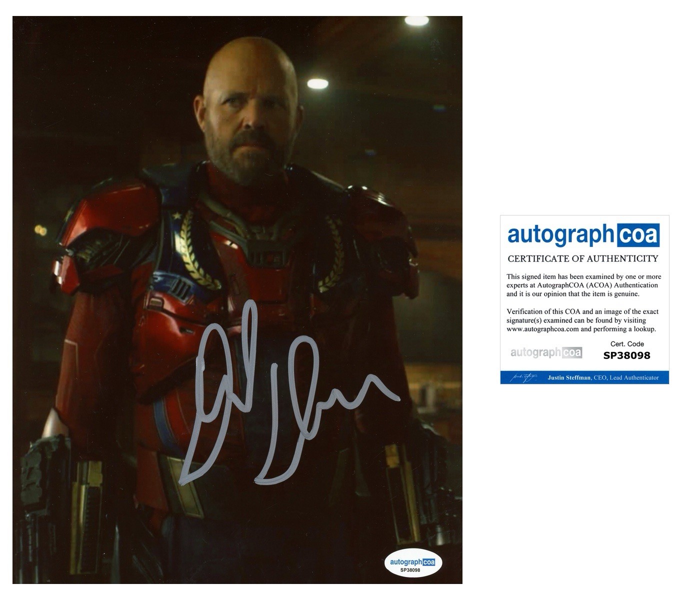 DAVID DENMAN SIGNED CAPTAIN TRIUMPH 8X10 PHOTOGRAPH DC PEACEMAKER ACOA