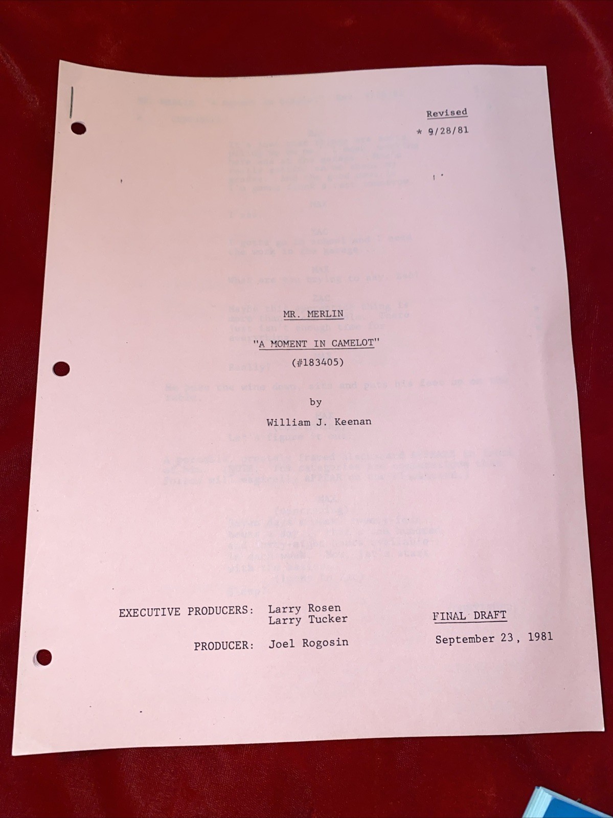MR. MERLIN 1981 Original TV Show Scripts Two Faces of Zac & A Moment In Camelot