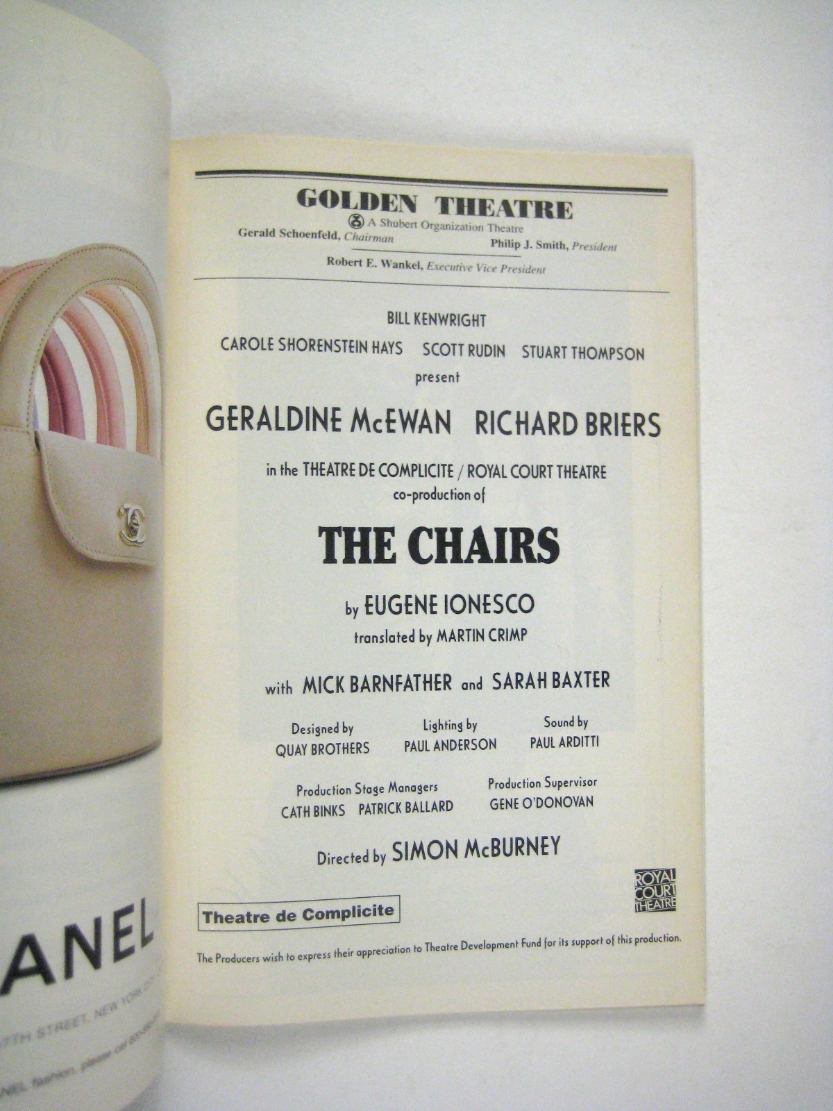 The Chairs Playbill 1998 John Golden Theatre Geraldine McEwan Richard Briers