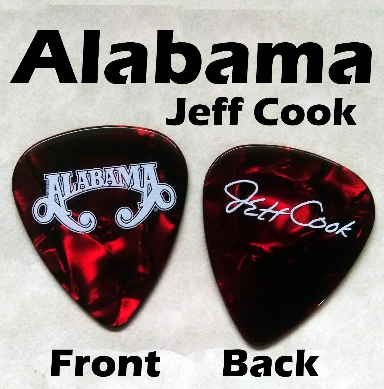 Alabama Classic country Jeff Cook red novelty signature guitar pick (W-A10)