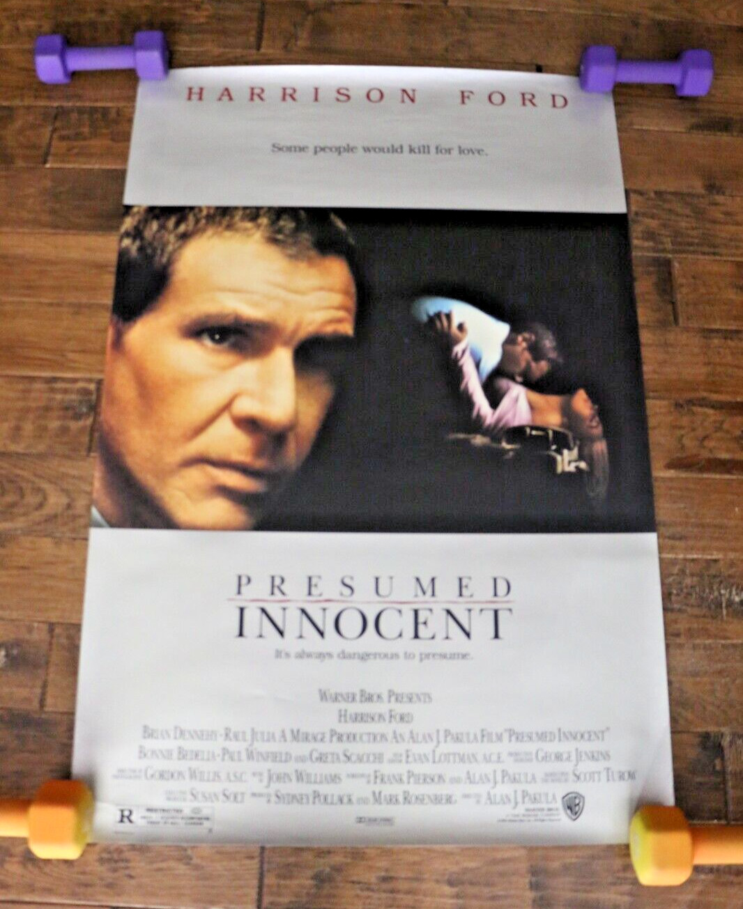 Presumed Innocent 1990 Original Movie Poster Harrison Ford Raul Julia 27×40 DS