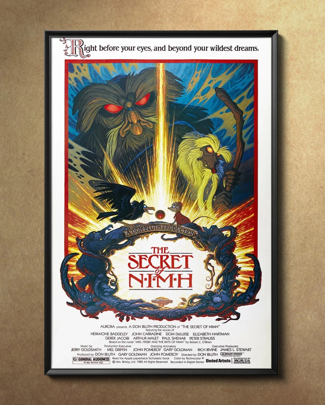 The Secret of NIMH 1982 Movie Poster 24″x36″ Framed