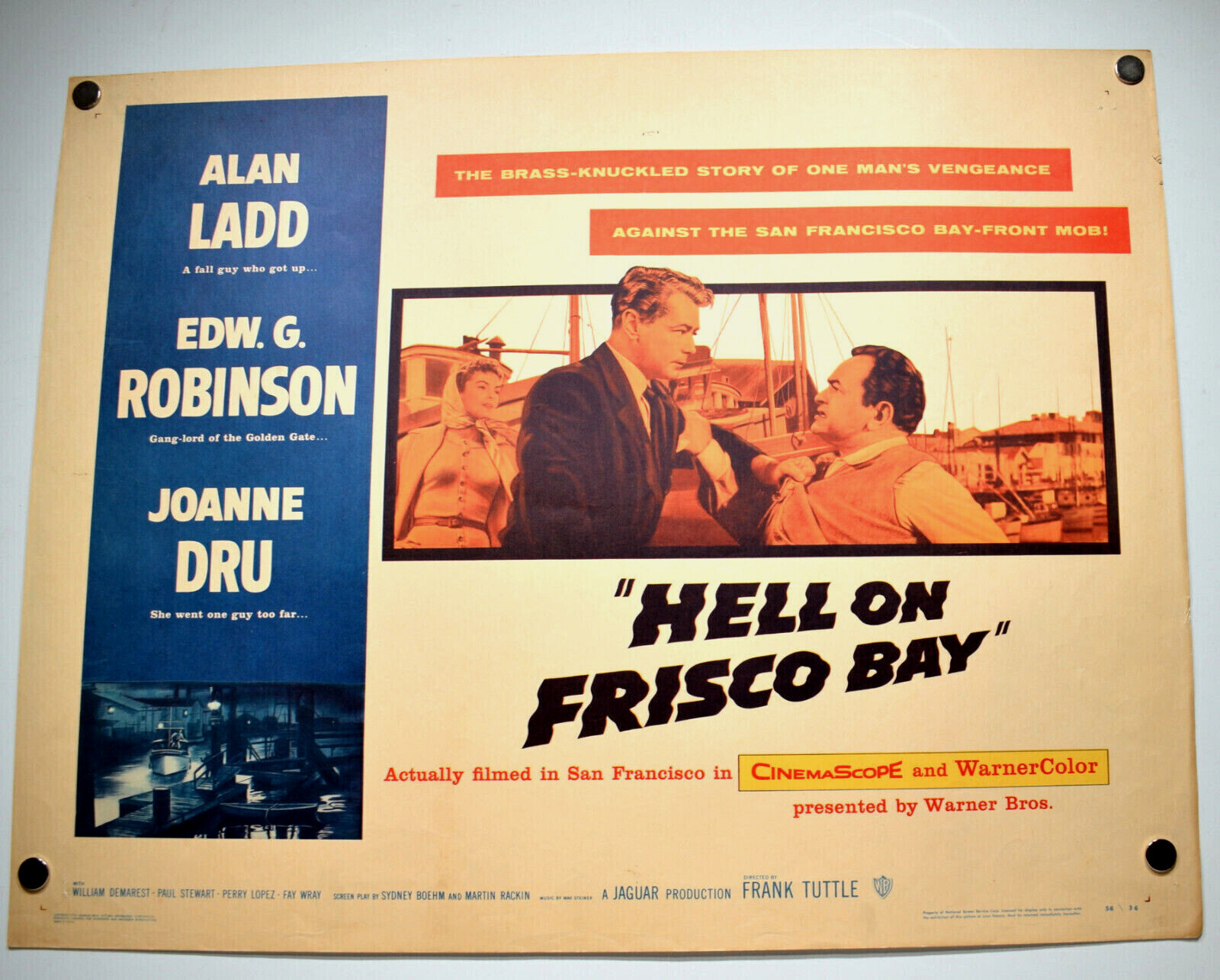 HELL ON FRISCO BAY 1956 1/2 Sheet Movie Poster 22×28 Alan Ladd E G Robinson