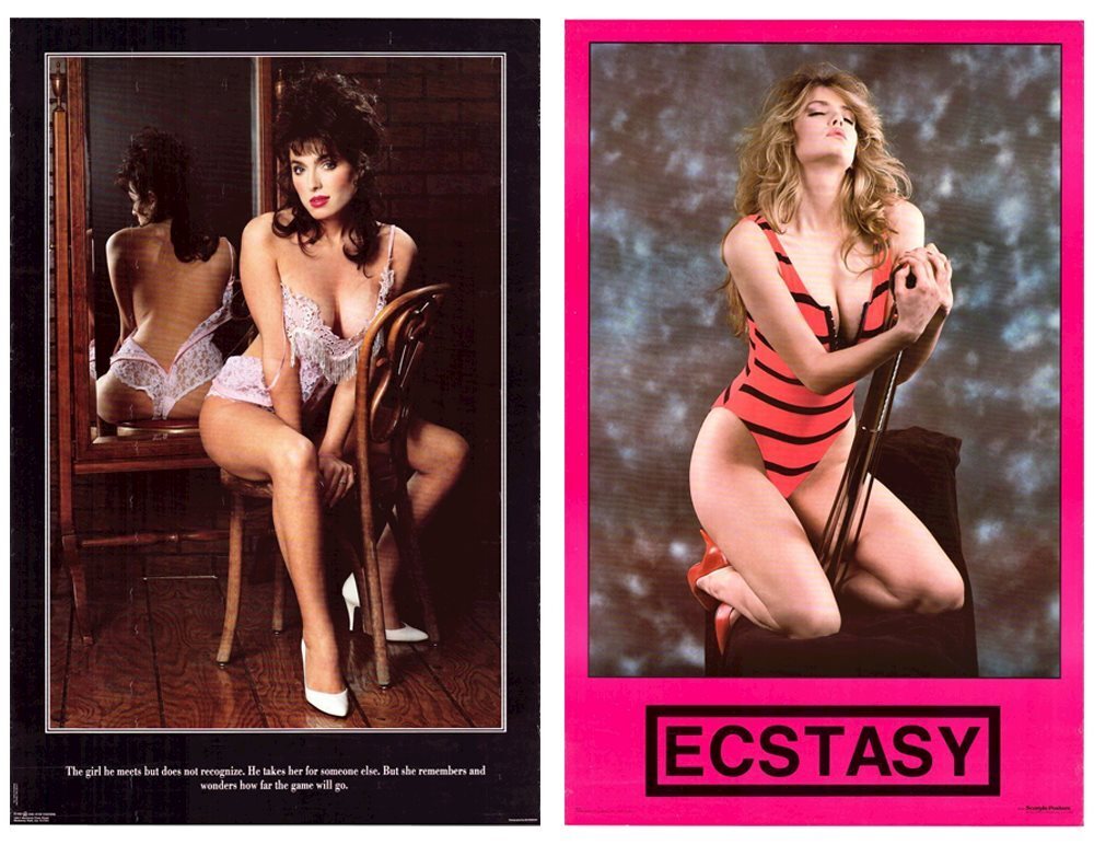 2 lot of 1980s 1990s Hot Babe Curly Hair Sexy Women Models 34 x 22 Posters