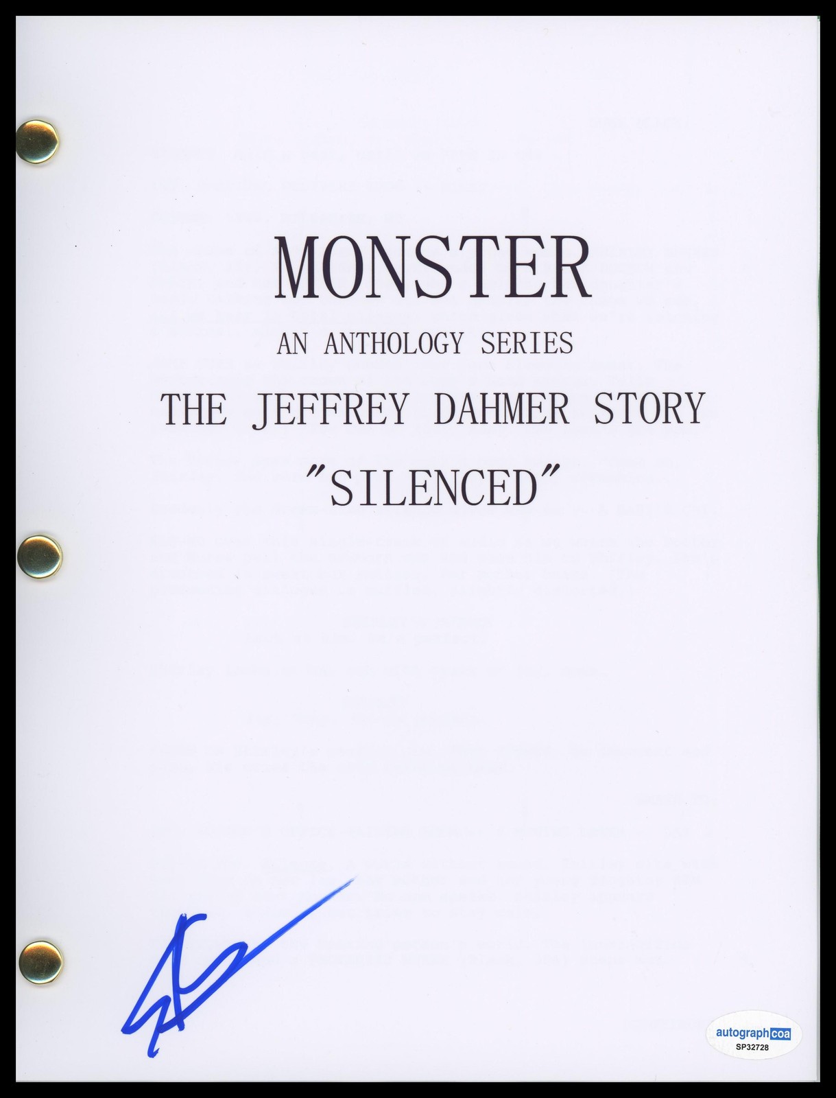 Evan Peters “Monster: The Jeffrey Dahmer Story” AUTOGRAPH Signed Script ACOA
