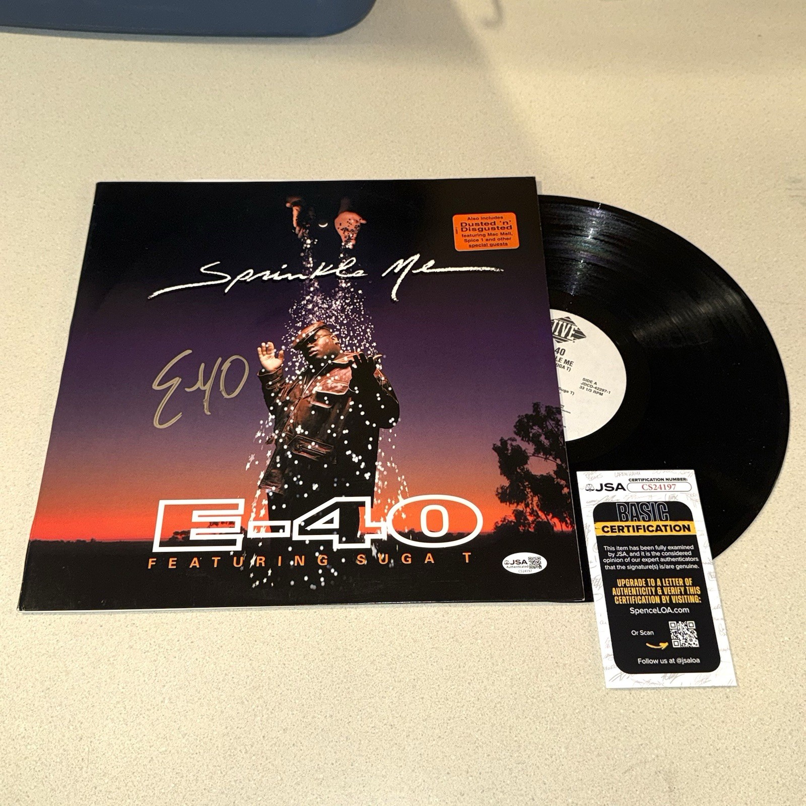 E-40 RAPPER signed autographed SPRINKLE ME BAY AREA EARL STEVENS VINYL JSA COA
