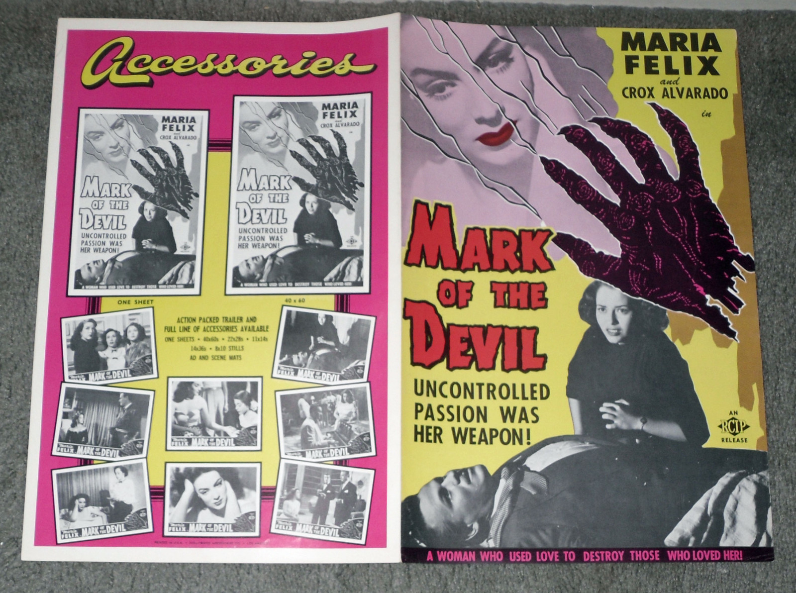 MARK OF THE DEVIL/DONA DIABLA original 1950 pressbook MARIA FELIX/CROX ALVARADO