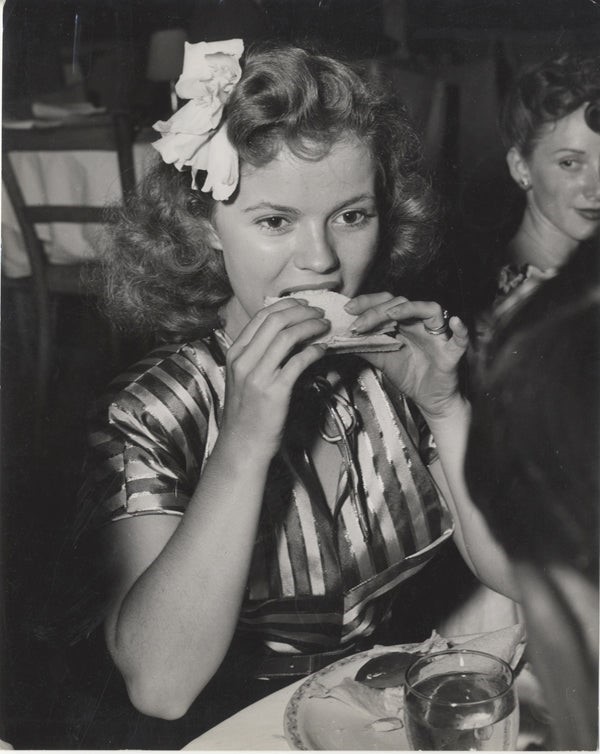 Shirley Temple eating a sandwich 1946 Stamped Original Silver Gelatin 8×10 Photo