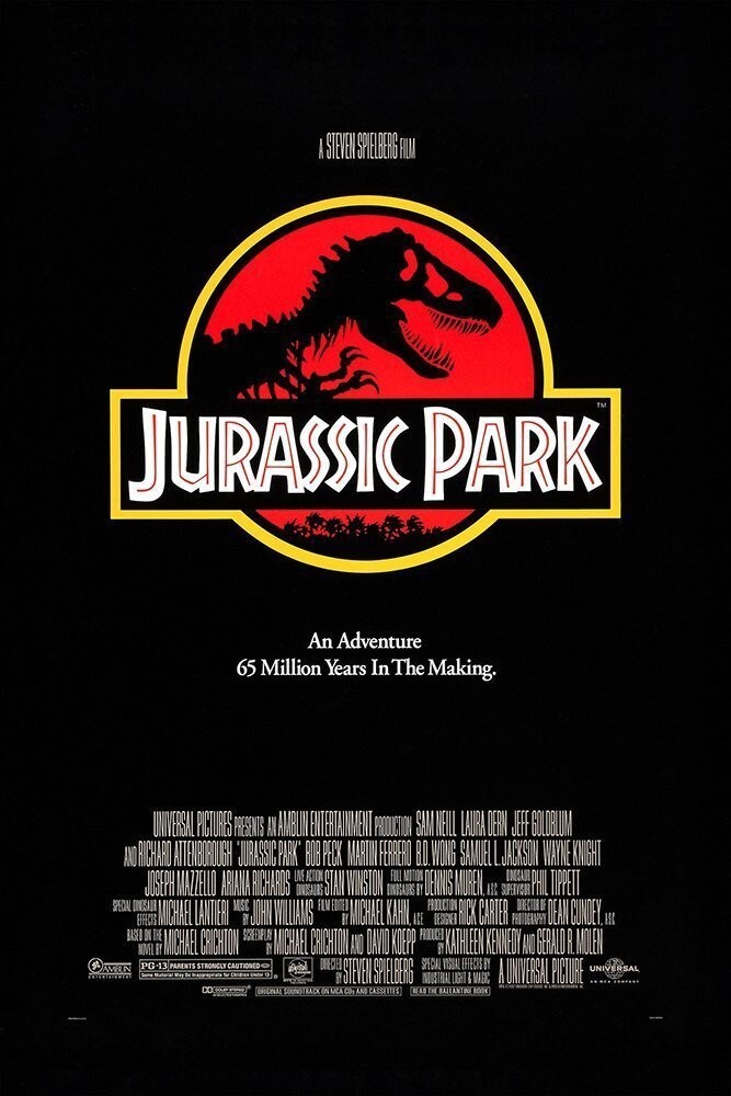 1993 Jurassic Park Movie Poster Print Sam Neill Laura Dern Jeff Goldblum 🌋🍿