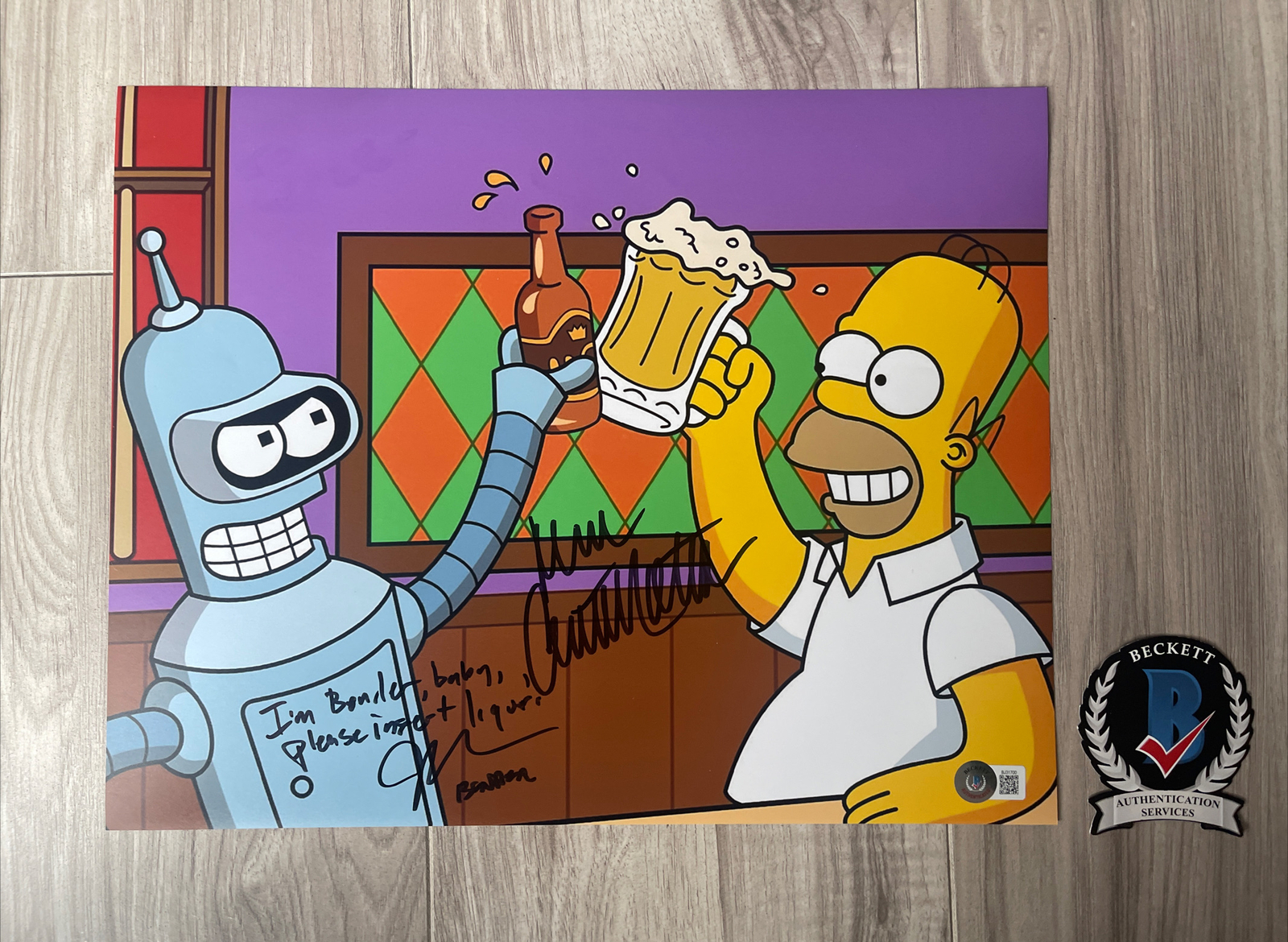 Dan Castellaneta John DiMaggio Signed 11×14 Photo Simpson Futurama Beckett COA 8