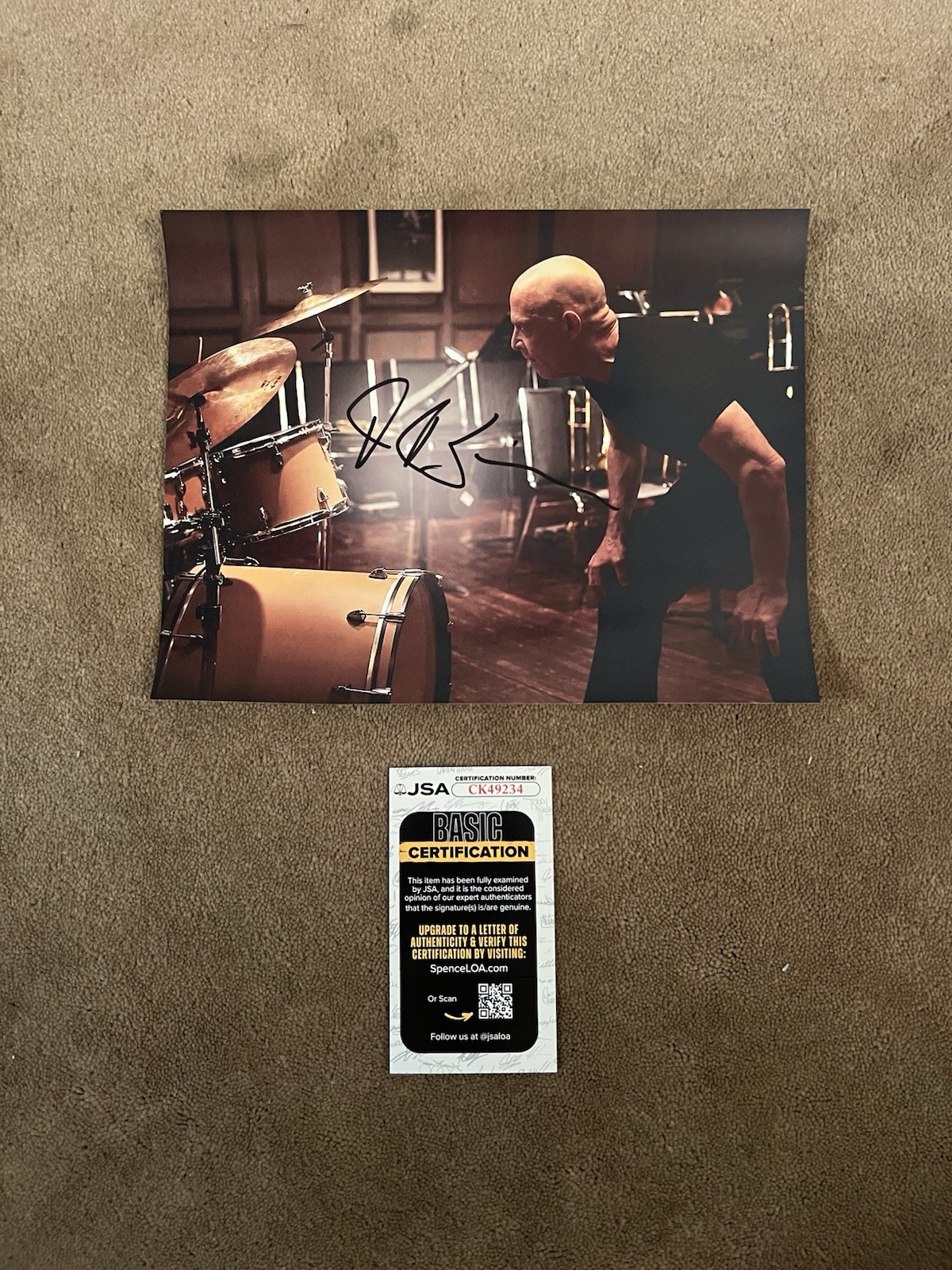 JK Simmons Autographed Photo 8.5×11 Whiplash Actor J.K. Spider-Man JSA AUTHENTIC