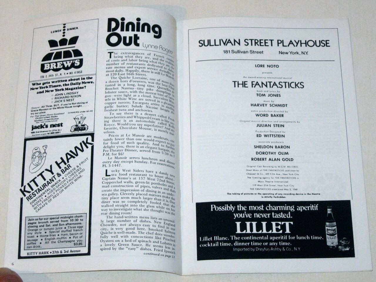 Vintage 1972 The FANTASTICKS Second Decade PLAYFARE! Sullivan Street Playhouse!