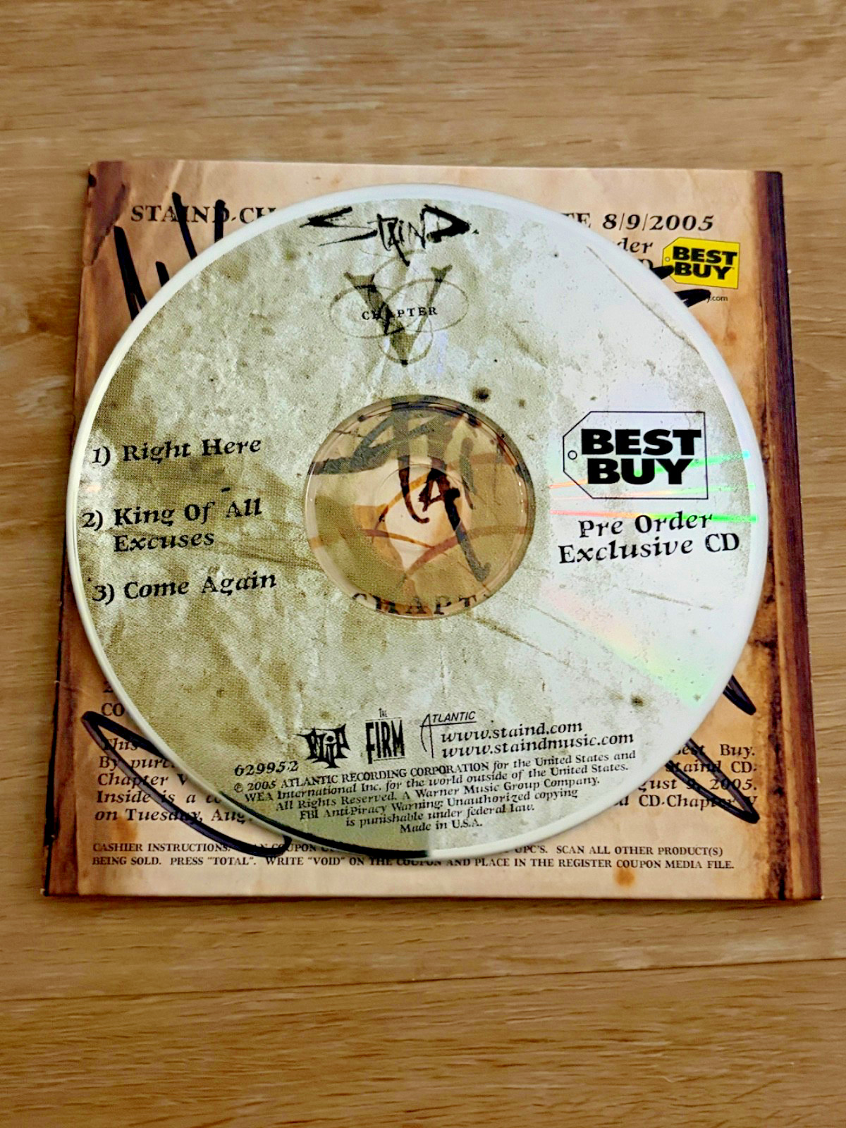 Rare Signed Best Buy Exclusive Staind Chapter V Promo CD Whole Band Aaron Lewis