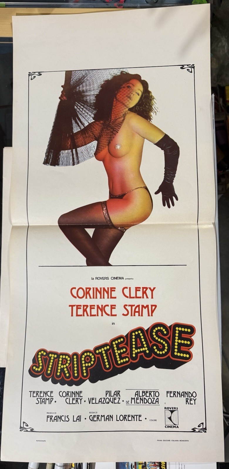 STRIPTEASE MOVIE POSTER TERENCE STAMP CONNIE CLERY ITALY 1977 ROTOGRAPH