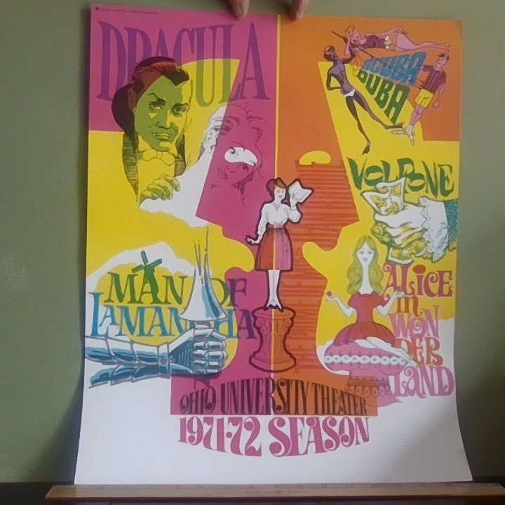 Vintage Ohio University Theatre Advertising Poster. Beautiful Vibrant Color-Orig