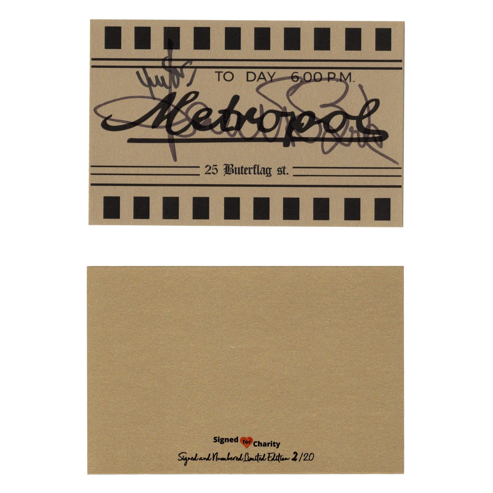 Metropol Cinema Ticket Demons 1985 Signed by Bava and Soavi Limited Edition 2/20