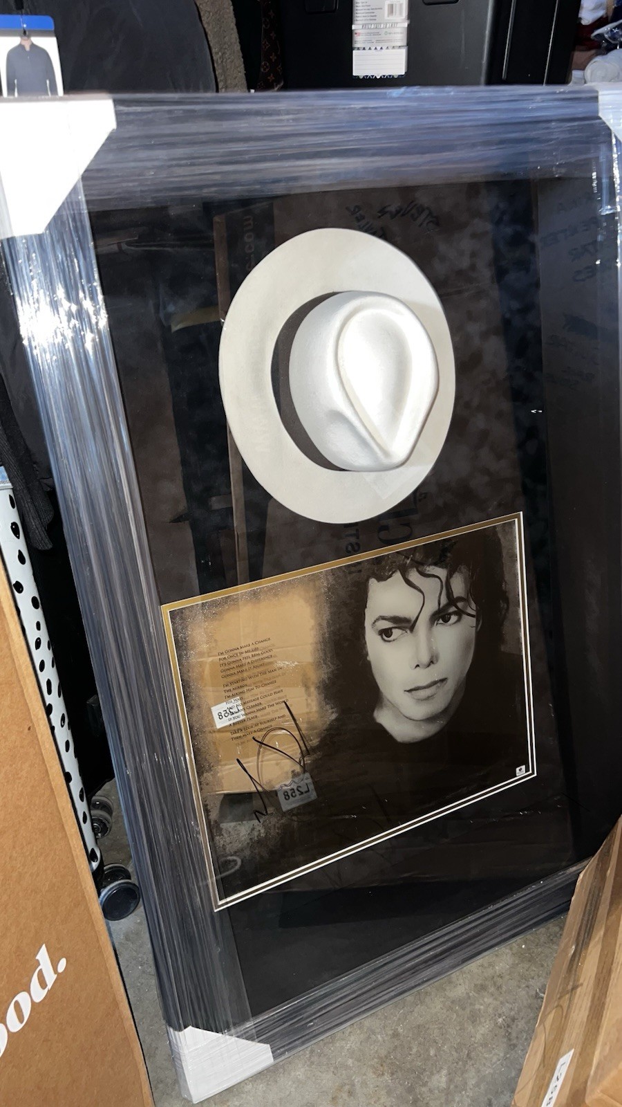 Michael Jackson Signed Autographed Mirror With Fedora Hat & frame Global Authent