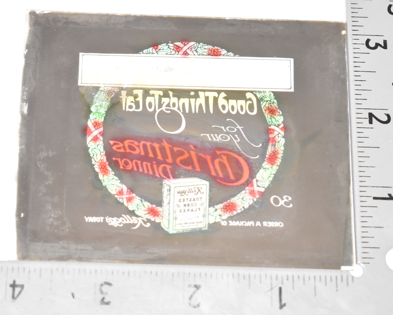 Vintage Kelloggs Corn Flake Christmas Advertising Film Magic Lantern Glass Slide