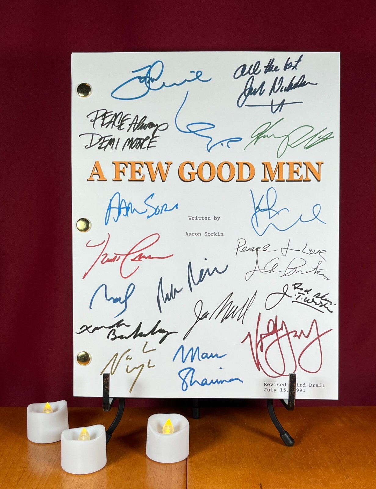 A Few Good Men Script- Signed- Autograph Reprints- 162 Pages- Tom Cruise