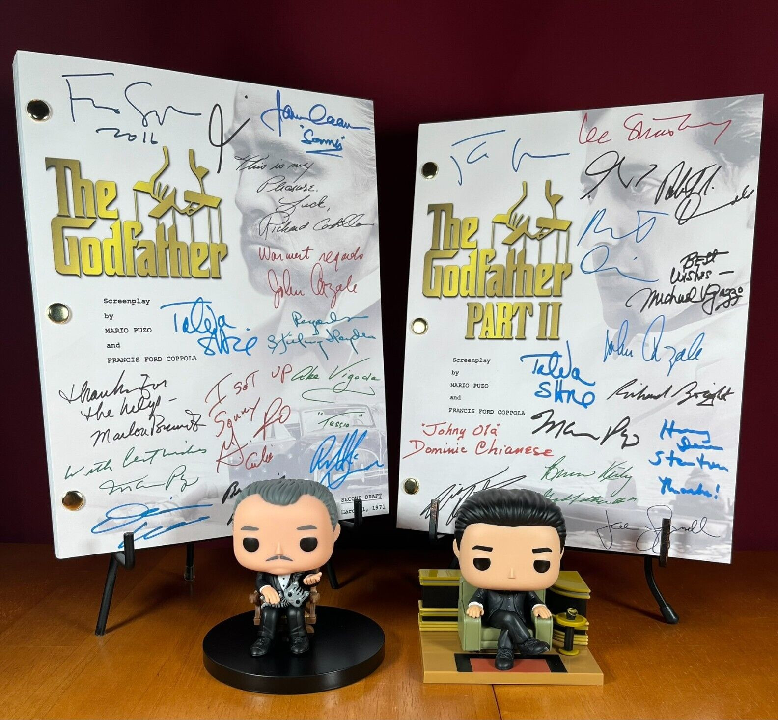 The Godfather & The Godfather Part II Scripts Signed- Autograph Reprints- Mafia