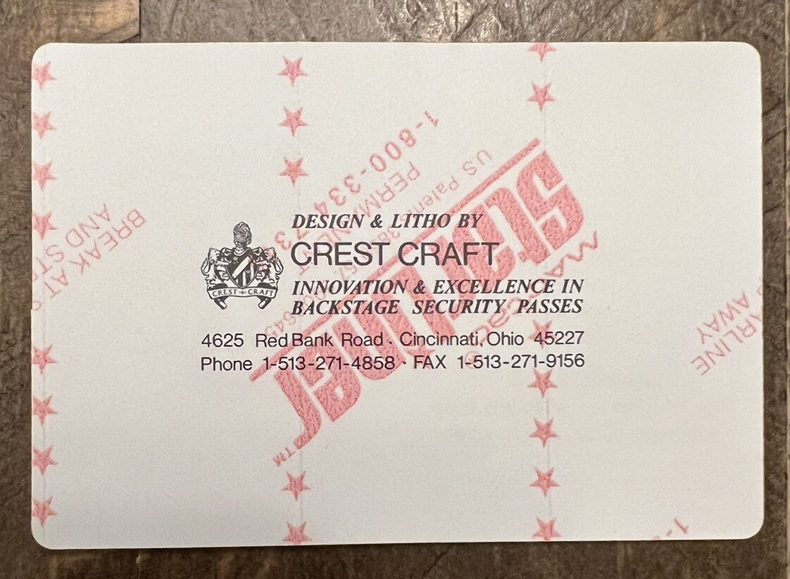 Grateful Dead **RARE** 6/8/1993 Auburn Hills Backstage Pass Bill Kreutzmann Art