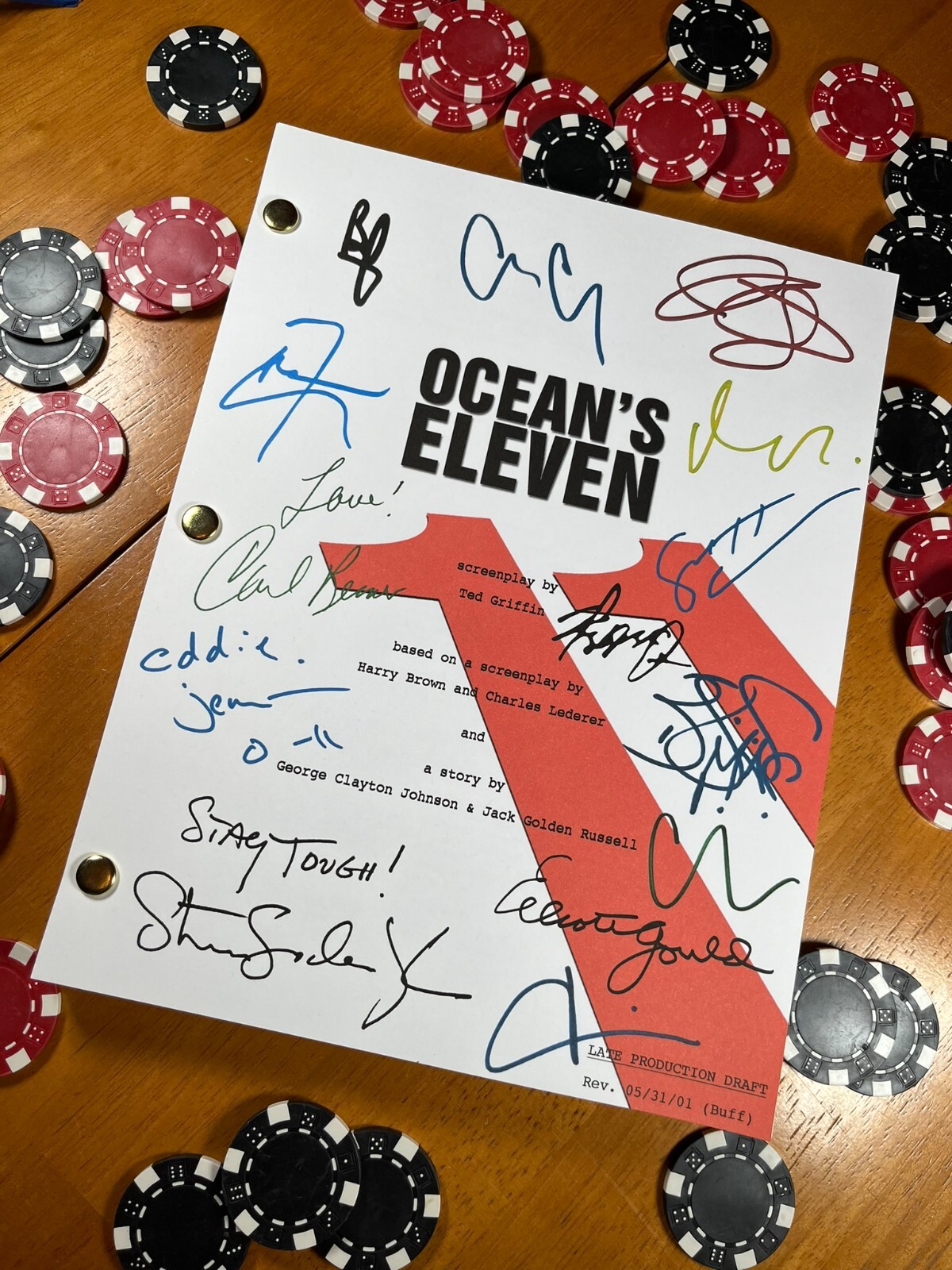 Ocean’s Eleven Script Signed- Autograph Reprints- George Clooney- Ocean’s 11