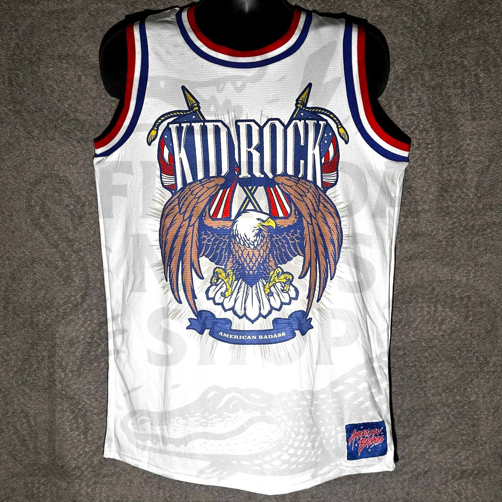 KID ROCK OFFICIAL 2026 “FREEDOM 250 TOUR” BASKETBALL JERSEY NEW – RED/WHITE/BLUE