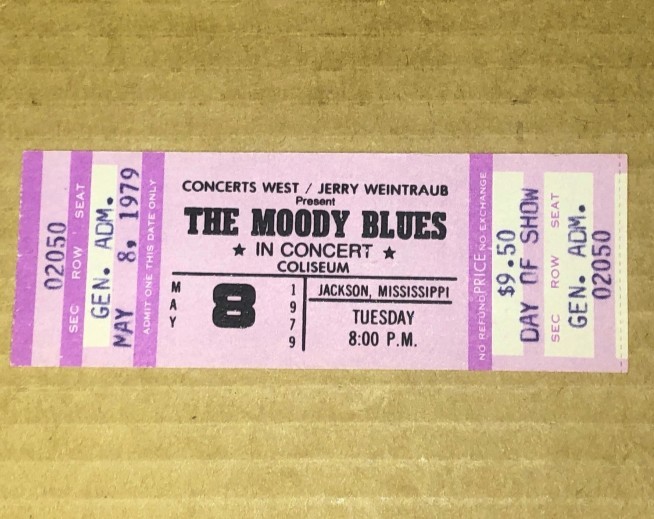 THE MOODY BLUES ORIG. FULL CONCERT TICKET May 8, 1979, Jackson Ms FREE SHIPPING