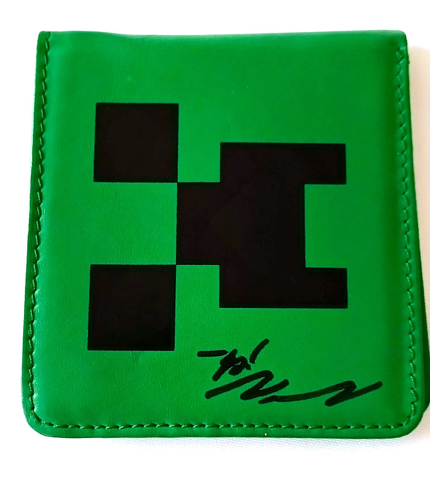 RARE Jeb Signature Minecraft Creeper Wallet Signed at Paris Minecon 2012