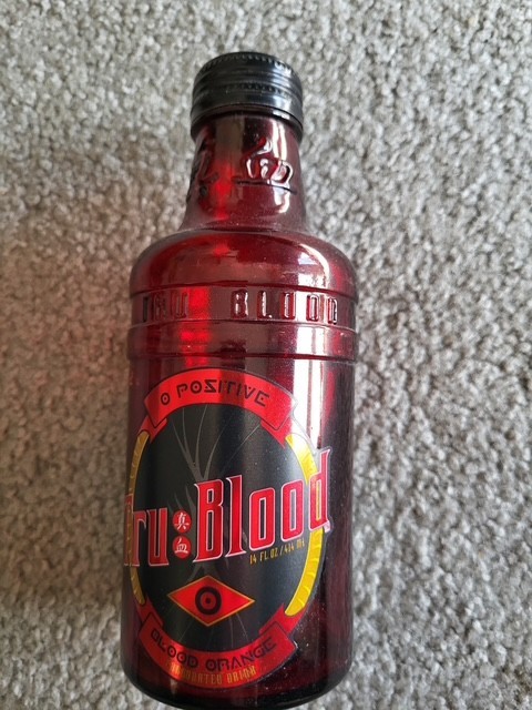 True Blood O-Positive Tru Blood Orange Vampire Drink Glass Bottle Empty HBO