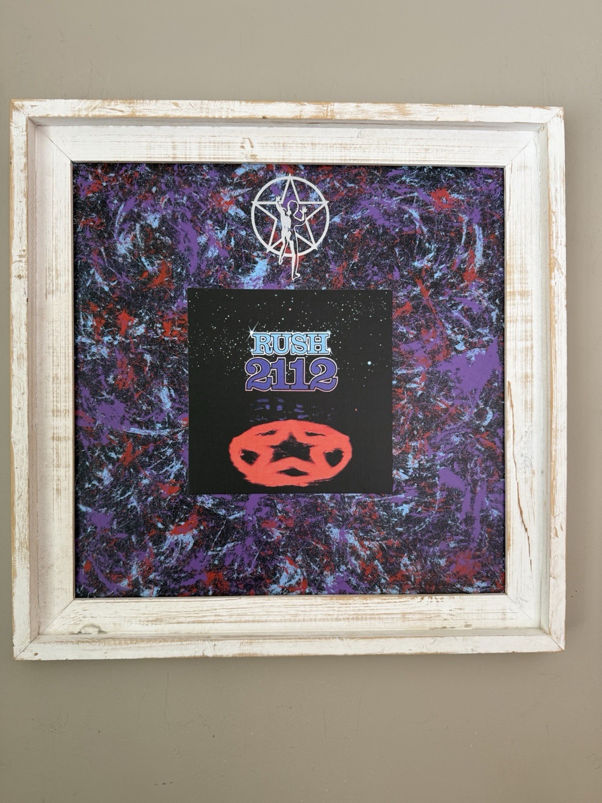 Rush 2112 Framed Wall Art – Handmade Abstract Mixed Media Rock Album Art 20”x 20