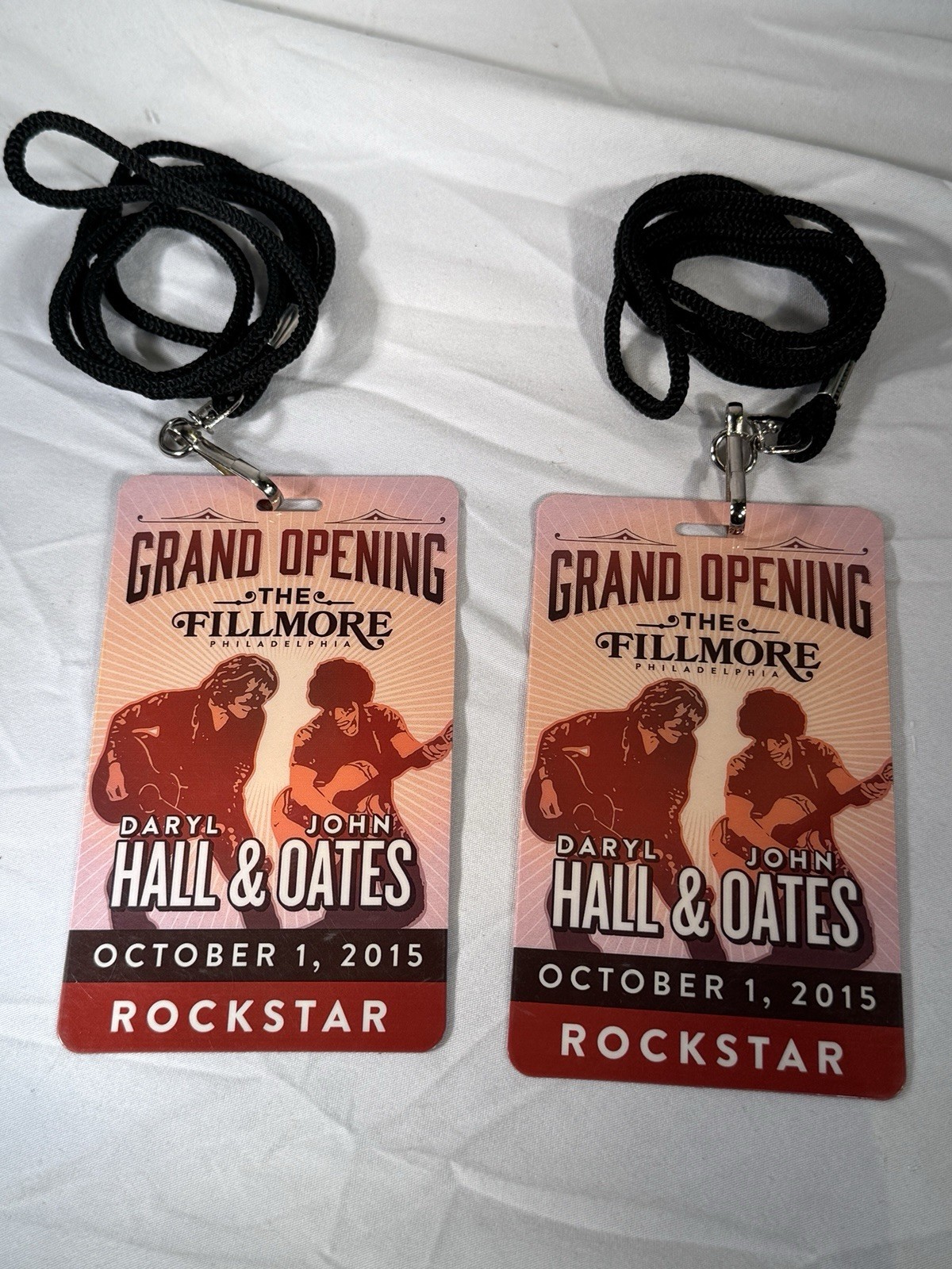 Two Hall & Oates Laminated Backstage Passes Fillmore Philadelphia Grand Opening