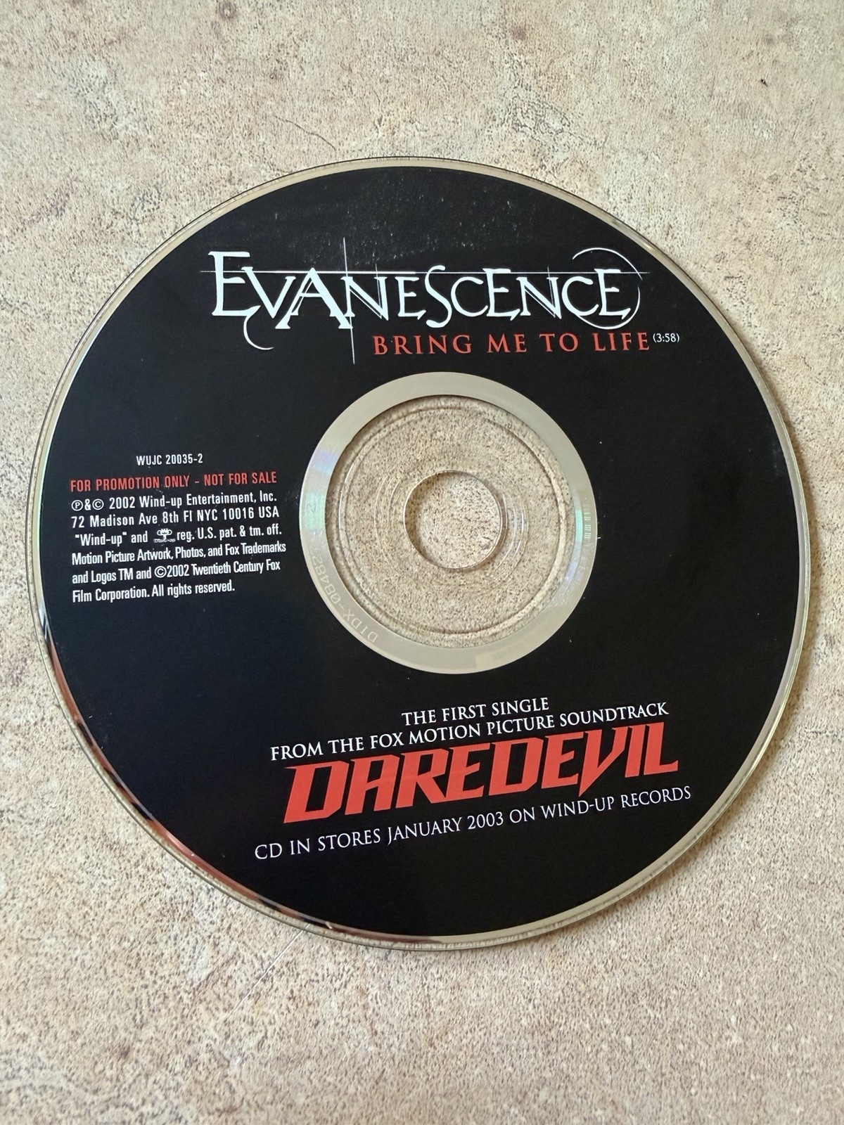 2002 Evanescence “Bring Me To Life” Promo DJ Radio CD Single DAREDEVIL