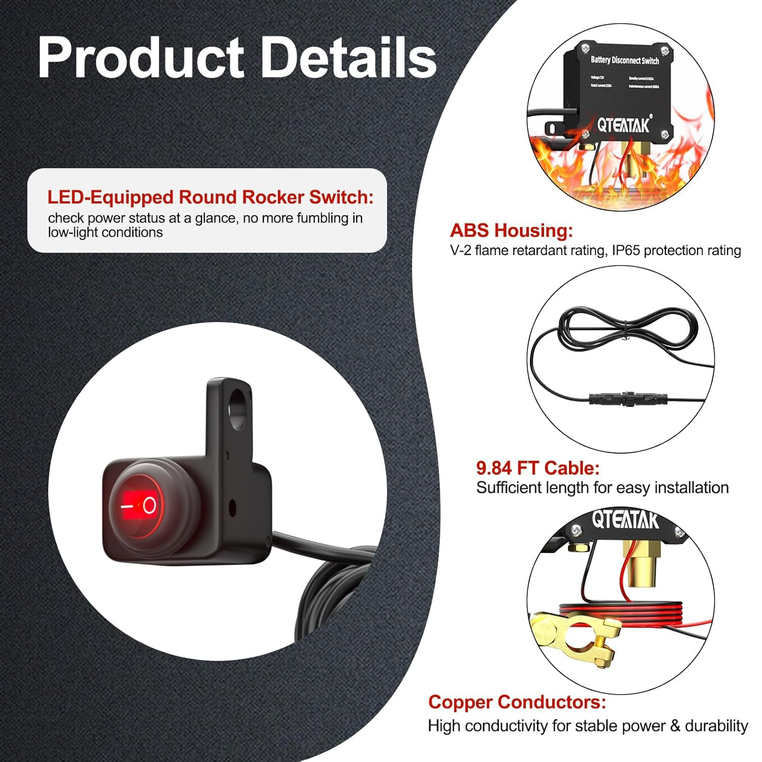 12V 250A Battery Disconnect Switch Kill Switch, Prevent Battery Drain for Car Tr
