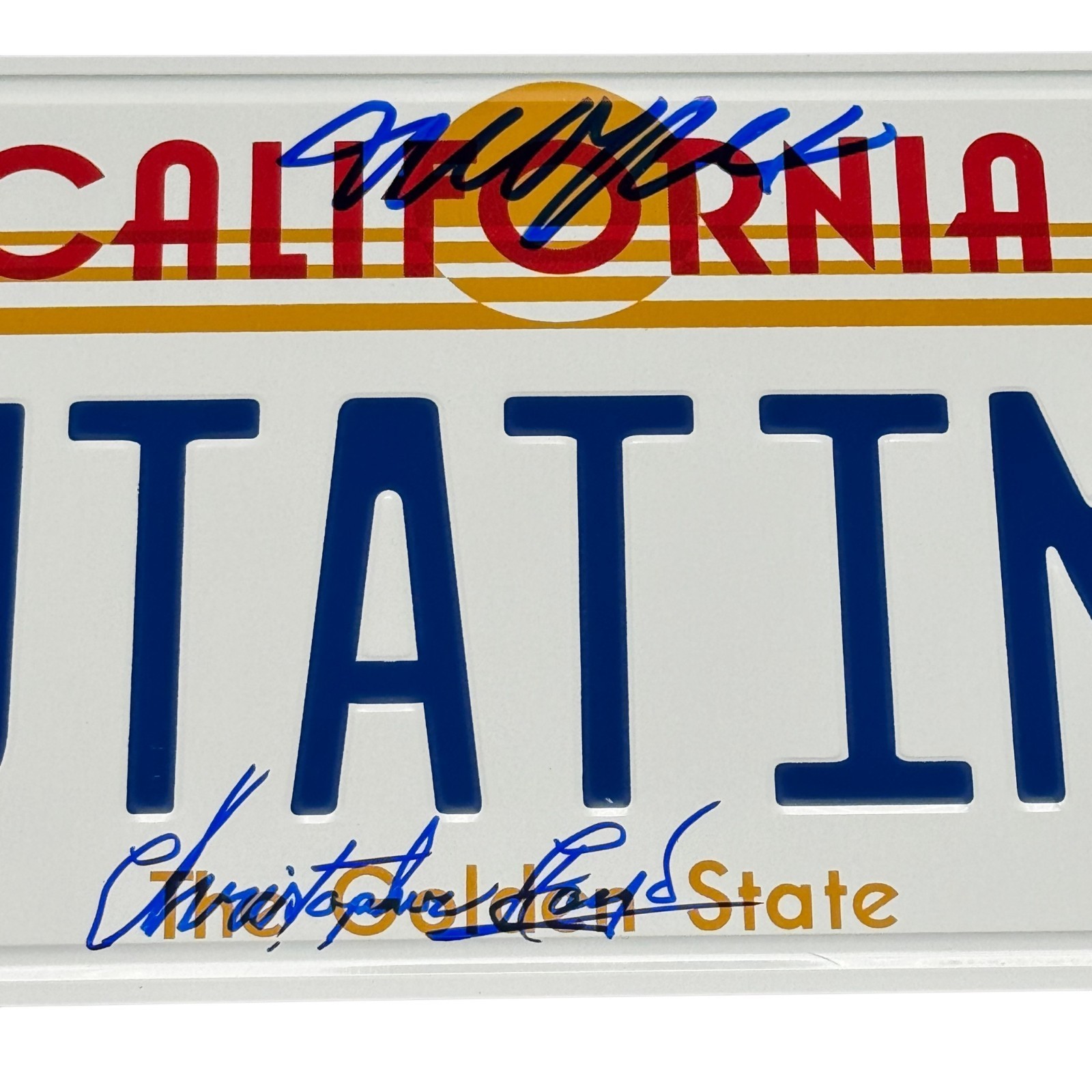 Michael J Fox + Christopher Lloyd Signed OUTATIME License Plate BTTF Beckett COA