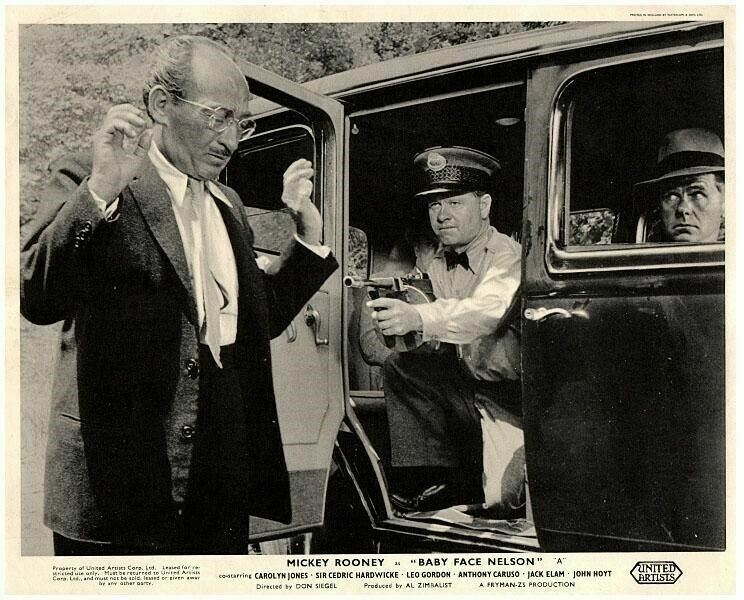 Baby Face Nelson Lobby Card Mickey Rooney Elisha Cook machine gun vintage car