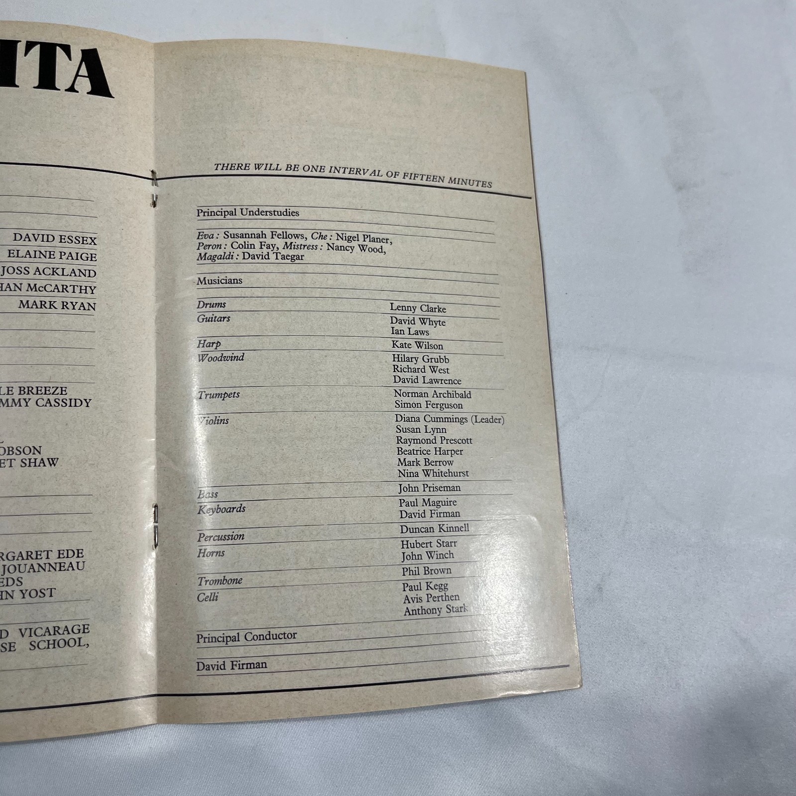 Vintage 1978 Evita Musical Program Prince Edward Theatre London Elaine Paige Rar