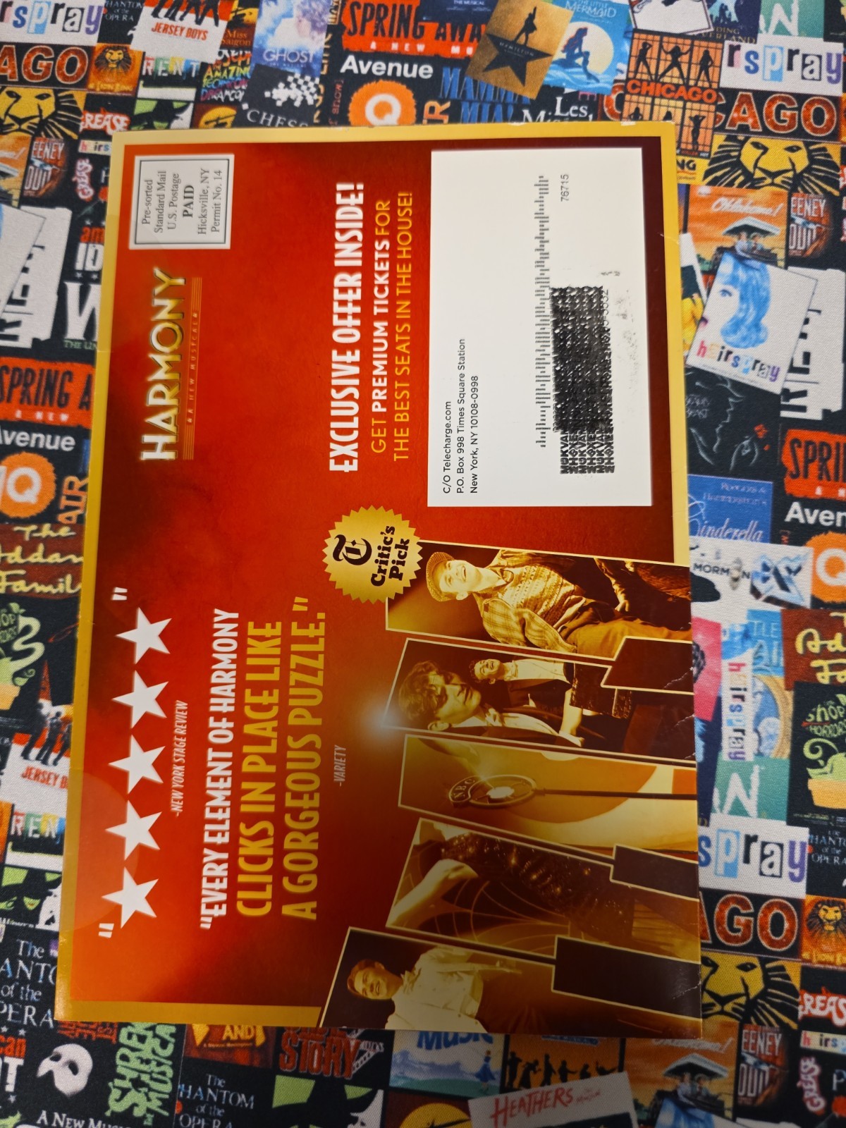 SEALED Broadway Playbill HARMONY A New Musical Mailer
