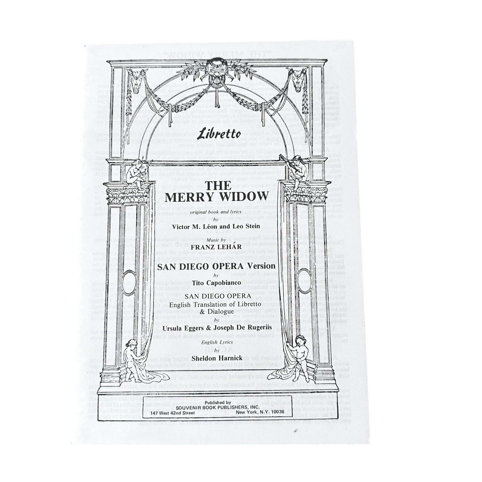 Libretto “The Merry Widow” San Diego Opera Version by Tito Capobianco